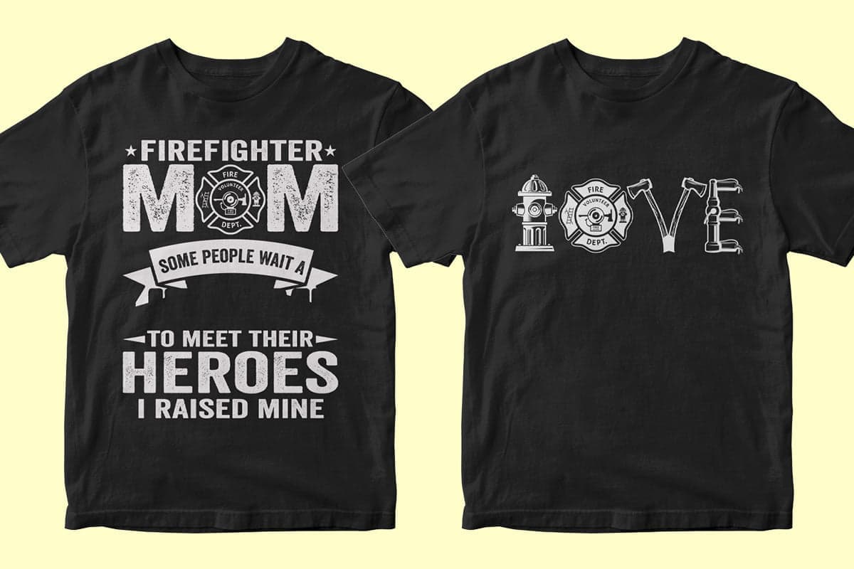 Firefighter 50 Editable T-shirt Designs Bundle Part 2