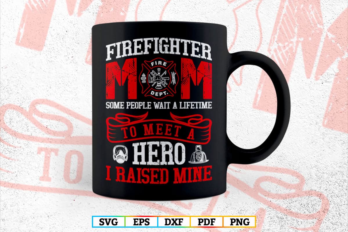 Firefighter Mom Firewoman Proud Moms Mother's Day Vintage T-Shirt Design in Svg Png Files