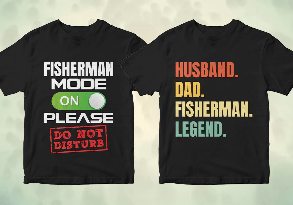 Fisherman 25 editable T-shirt designs bundle