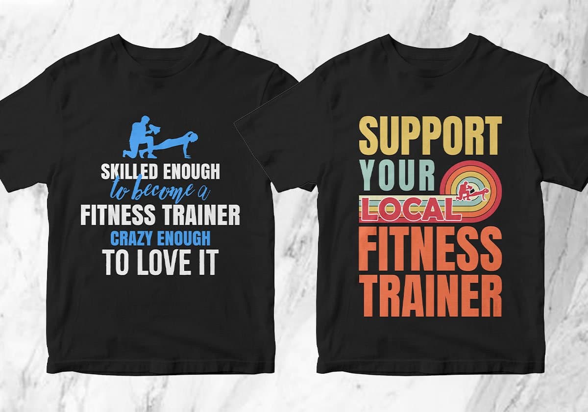 Fitness Trainer 25 Editable T-shirt Designs Bundle