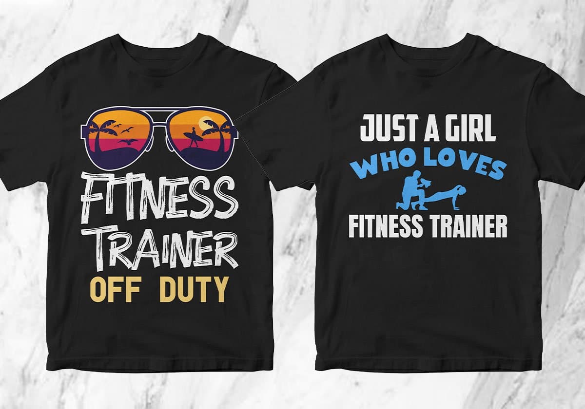 Fitness Trainer 25 Editable T-shirt Designs Bundle