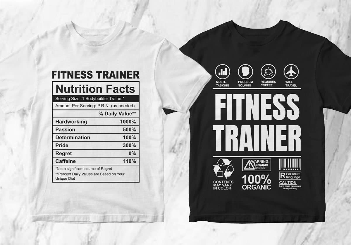 Fitness Trainer 25 Editable T-shirt Designs Bundle