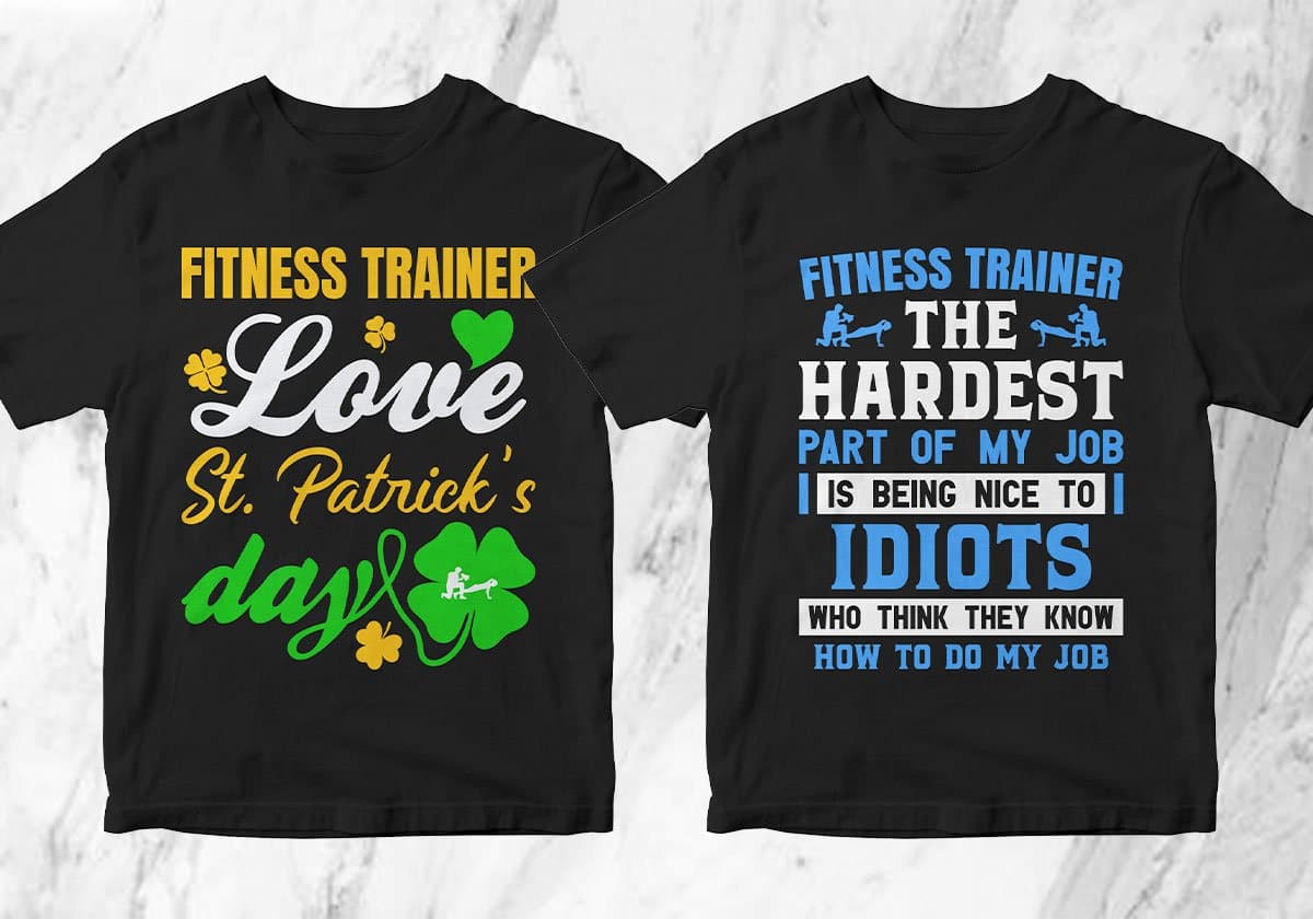 Fitness Trainer 25 Editable T-shirt Designs Bundle
