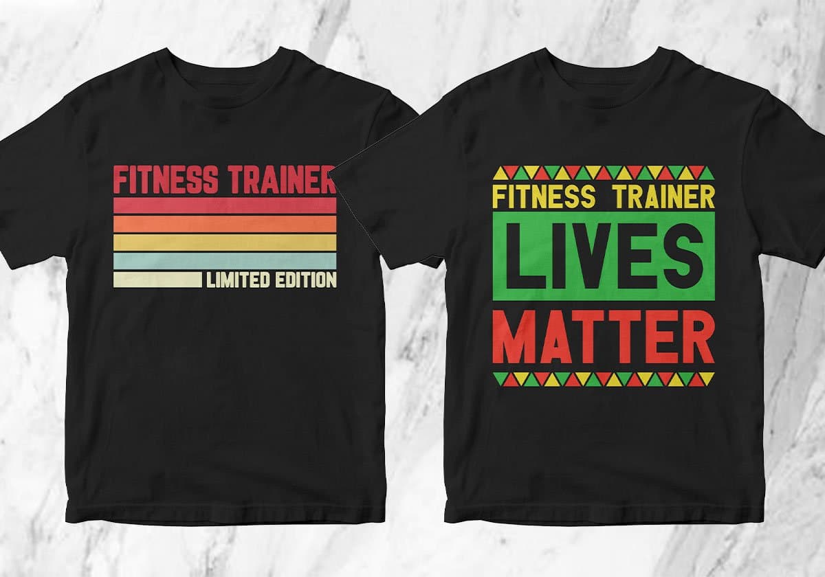 Fitness Trainer 25 Editable T-shirt Designs Bundle