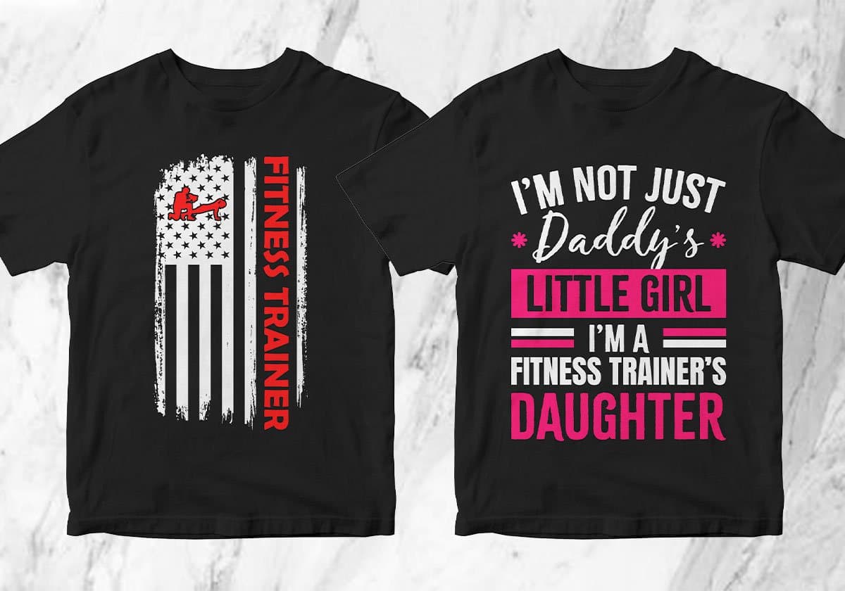 Fitness Trainer 25 Editable T-shirt Designs Bundle