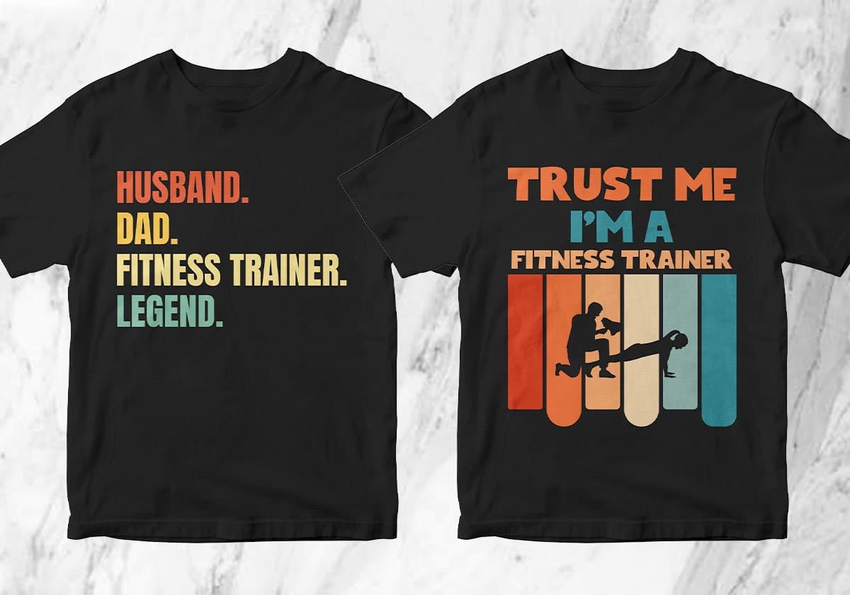 Fitness Trainer 25 Editable T-shirt Designs Bundle
