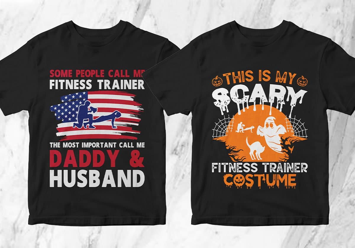 Fitness Trainer 25 Editable T-shirt Designs Bundle