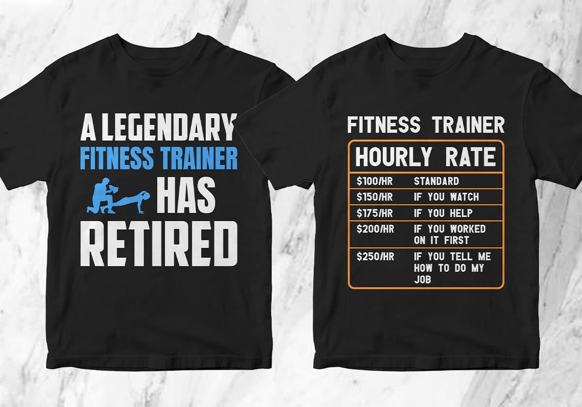 Fitness Trainer 25 Editable T-shirt Designs Bundle