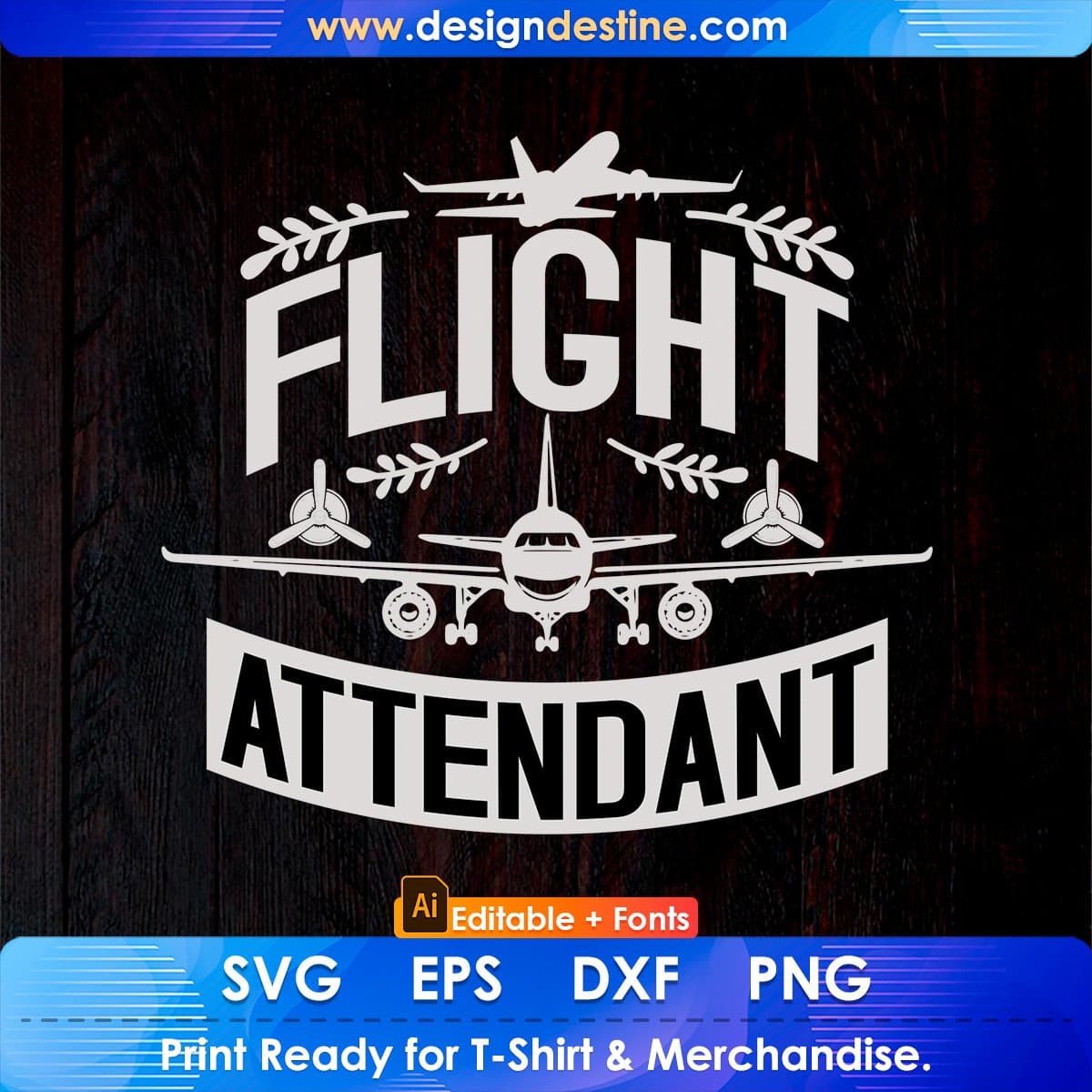 Flight Attendant Aviation Editable T shirt Design In Ai Svg Printable Files