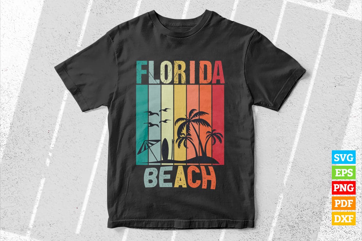 Florida Beach Vintage Summer Vibes T shirt Design Svg File