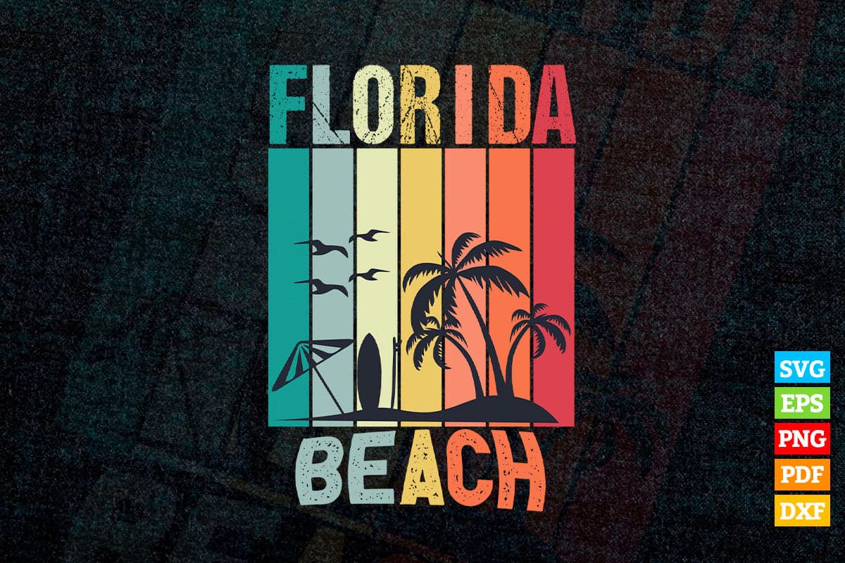 Florida Beach Vintage Summer Vibes T shirt Design Svg File