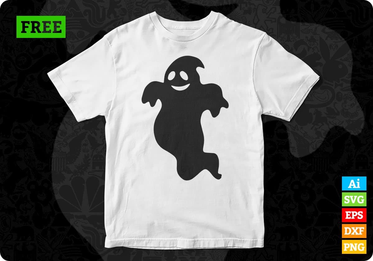 Free Ghost Halloween Silhouette Vector T shirt Design In Png Svg Cutting Printable Files