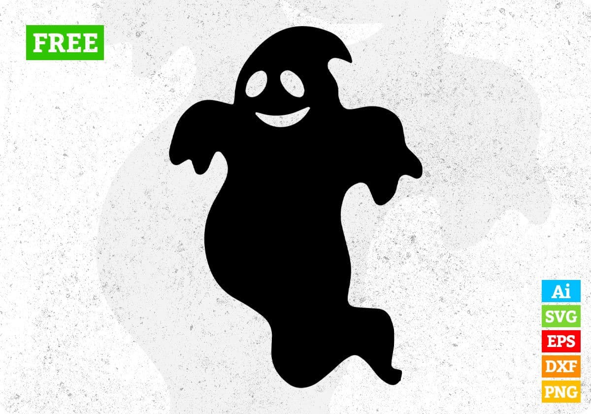 Free Ghost Halloween Silhouette Vector T shirt Design In Png Svg Cutting Printable Files