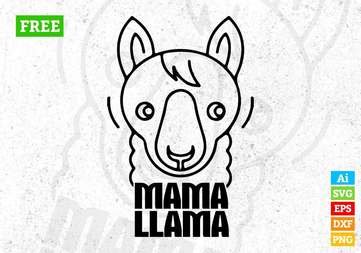 Free Mama Llama T shirt Design In Svg Png Cutting Printable Files