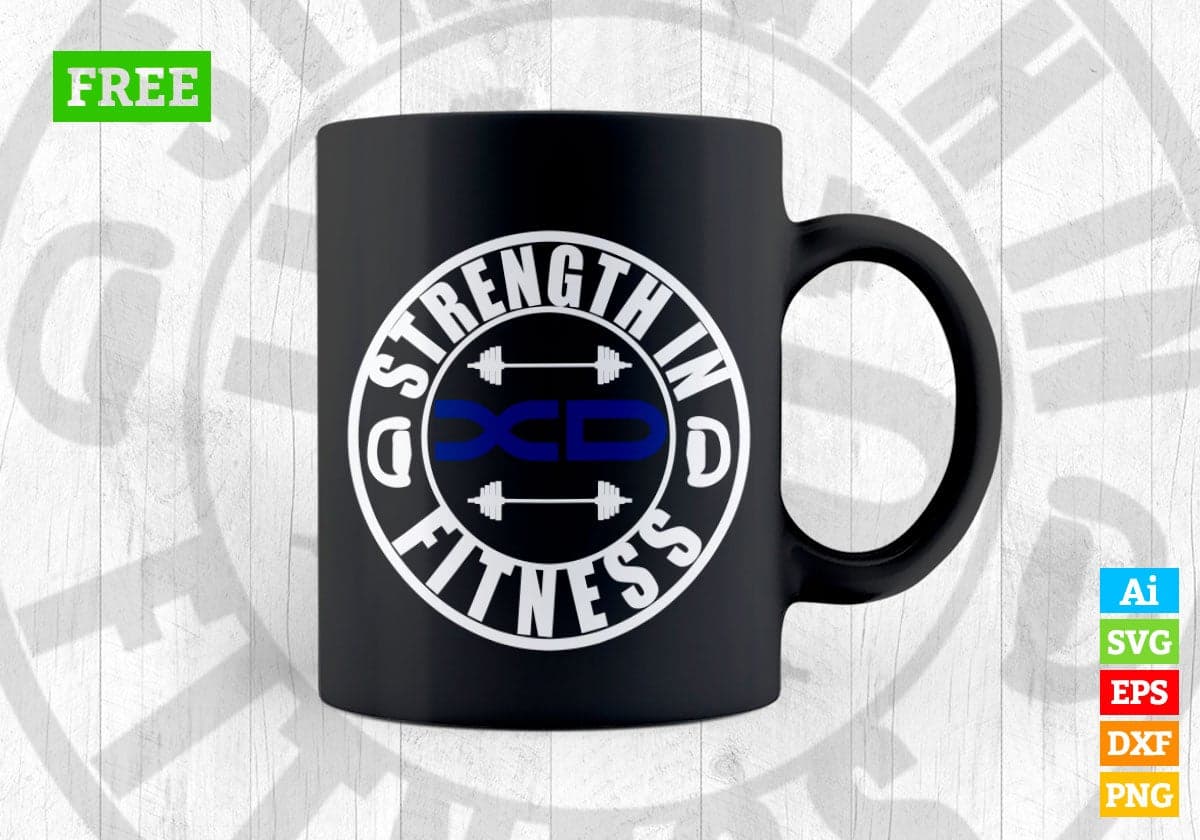 Free Strength In Fitness Gym Vector T-shirt Design in Ai Svg Png Files