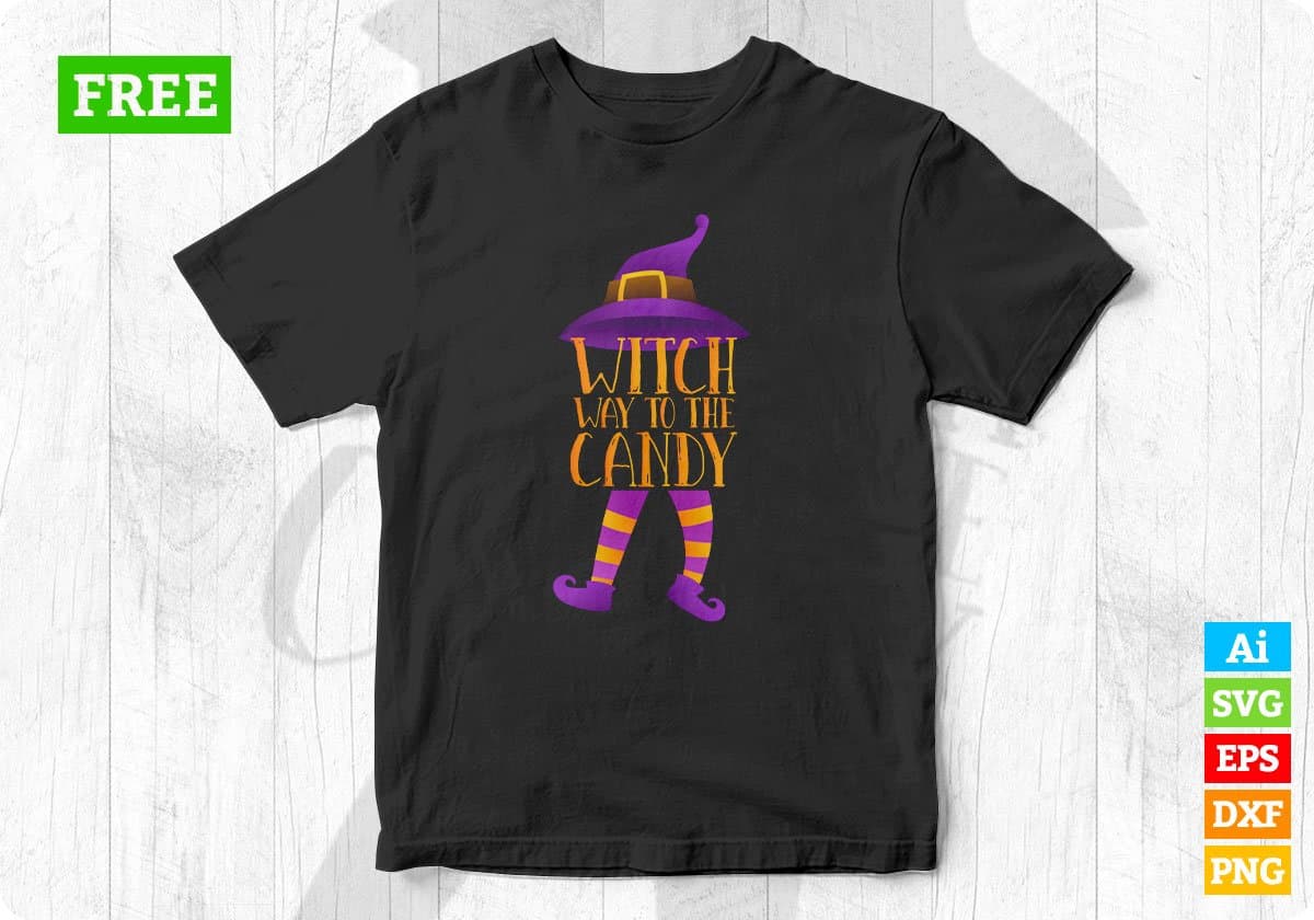 Free Witch Way To The Candy Halloween T shirt Design In Png Svg Cutting Printable Files