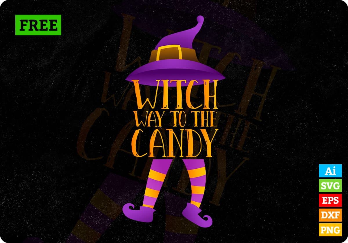 Free Witch Way To The Candy Halloween T shirt Design In Png Svg Cutting Printable Files