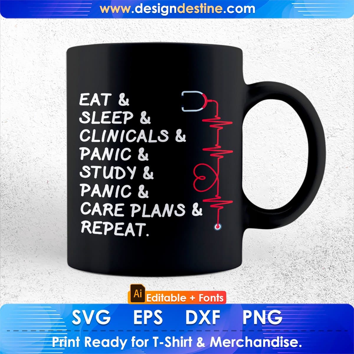 Funny Nursing Student Nurse Gift Idea Editable T shirt Design In Ai Svg Print Files