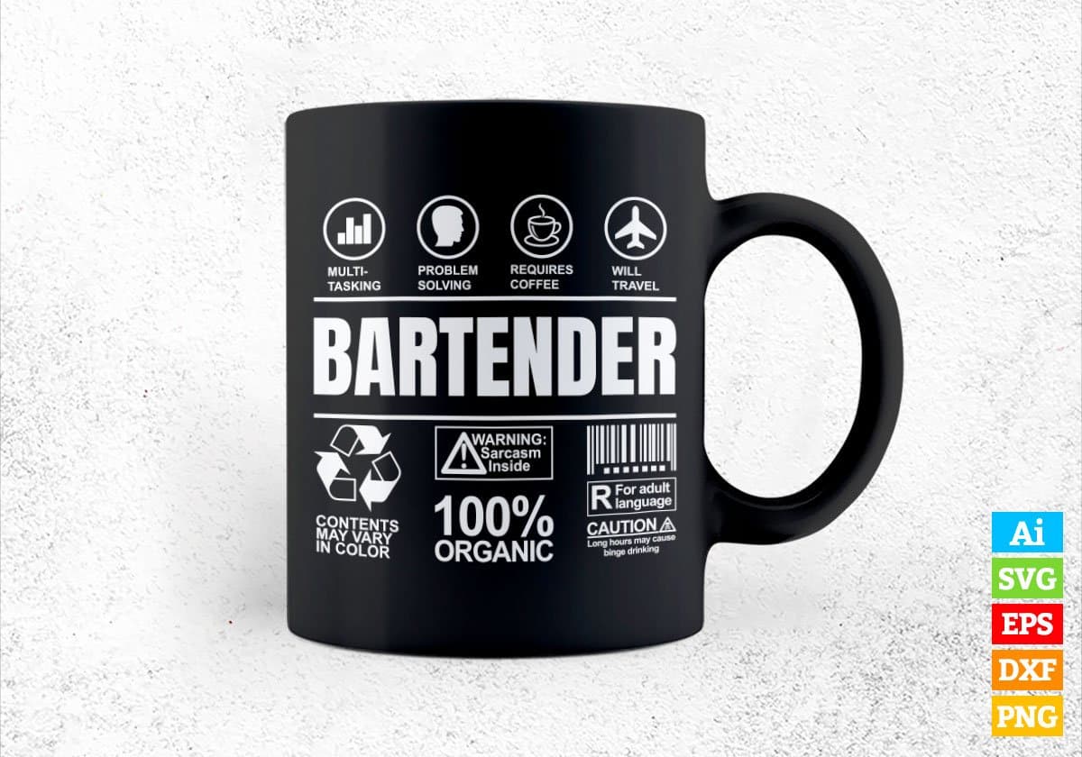 Funny Sarcastic Unique Gift For Bartender Job Profession Professional Editable Vector T shirt Designs In Svg Png Files