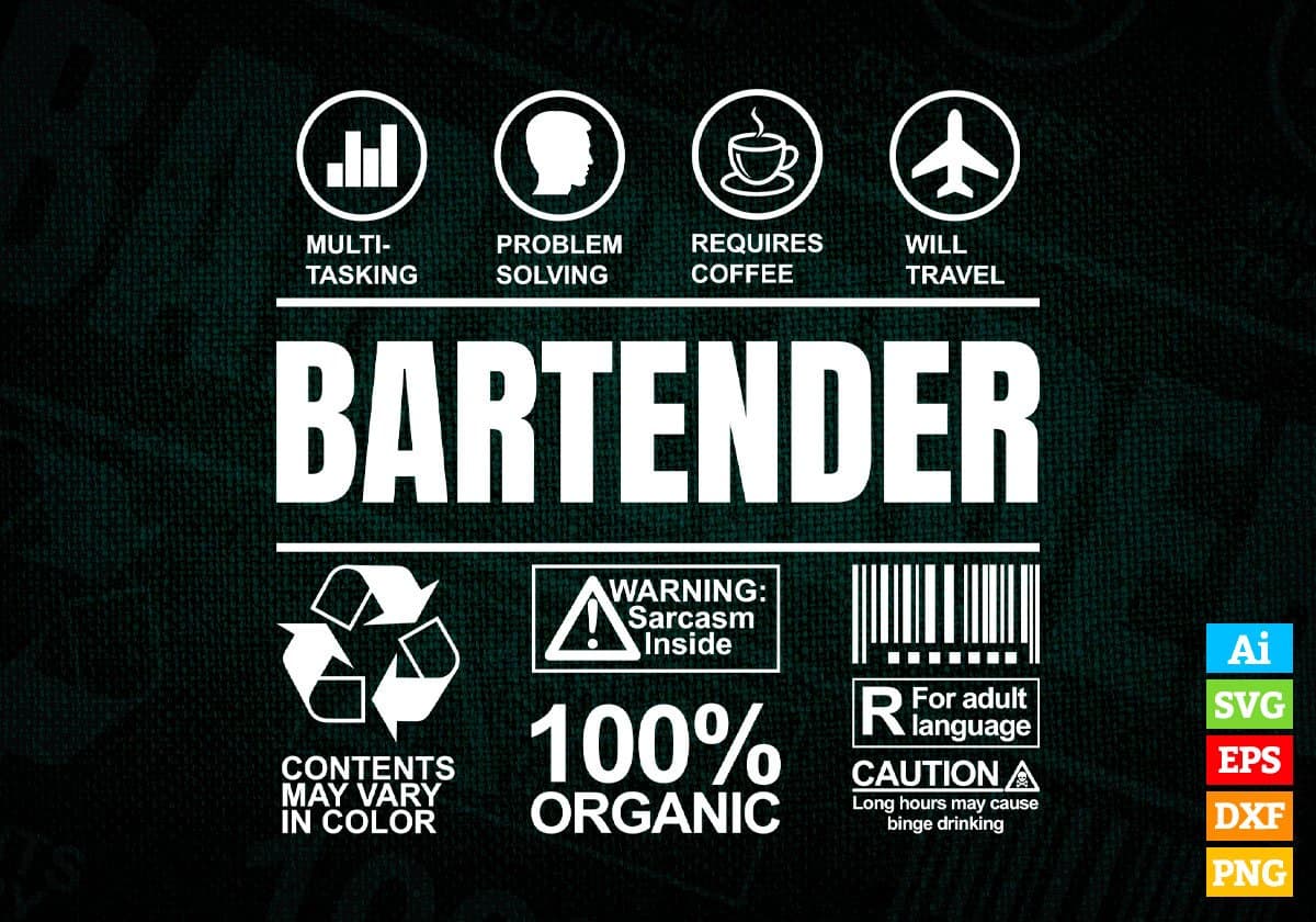 Funny Sarcastic Unique Gift For Bartender Job Profession Professional Editable Vector T shirt Designs In Svg Png Files