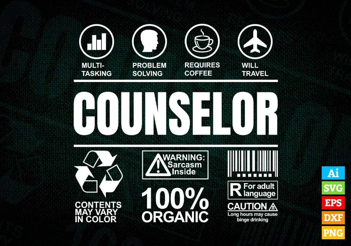 Funny Sarcastic Unique Gift For Counselor Job Profession Professional Editable Vector T shirt Designs In Svg Png Files