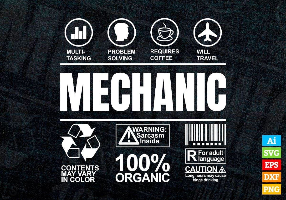 Funny Sarcastic Unique Gift For Mechanic Job Profession Professional Editable Vector T shirt Designs In Svg Png Files