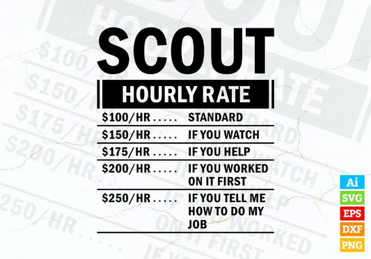 Funny Scout Hourly Rate Editable Vector T-shirt Design in Ai Svg Files