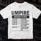 Funny Umpire Hourly Rate Editable Vector T-shirt Design in Ai Svg Files