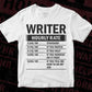 Funny Writer Hourly Rate Editable Vector T-shirt Design in Ai Svg Files