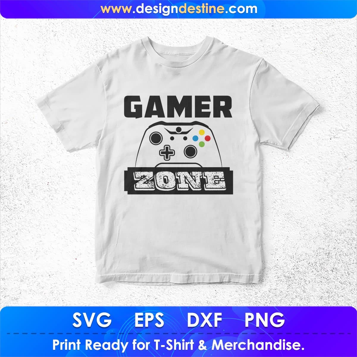 Gamer Zone Video Game T shirt Design In Svg Png Cutting Printable Files