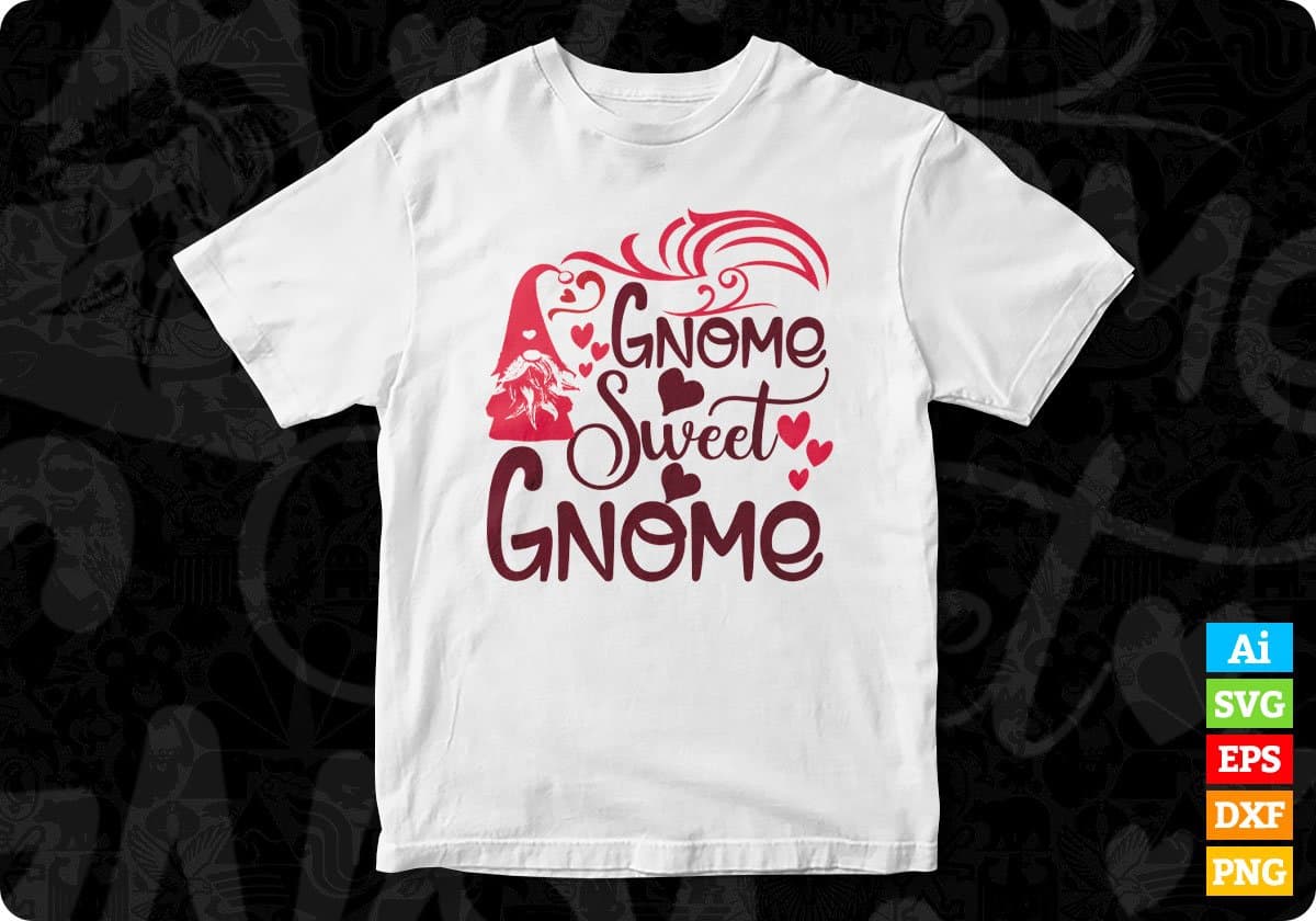 Gnome Sweet Gnome Video Game T shirt Design In Svg Png Cutting Printable Files