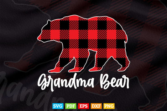Grandma Bear Red Plaid Christmas Svg Png Cutting Files