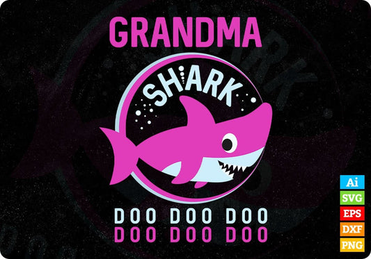 Grandma Shark T shirt Design In Png Svg Cutting Printable Files