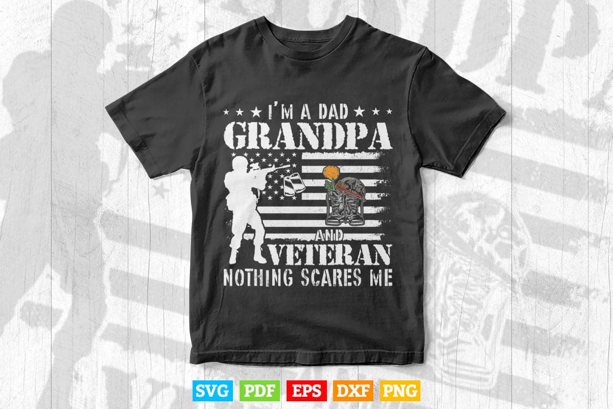 Grandpa Fathers Day I'm A Dad Grandpa Veteran Svg Png Cut Files.