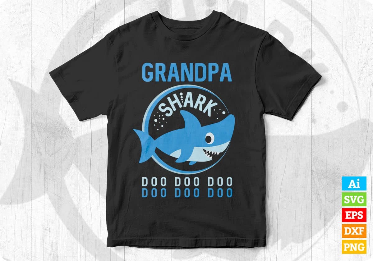 Grandpa Shark T shirt Design In Svg Cutting Printable Files