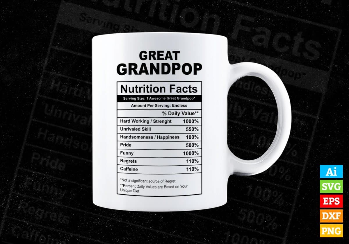 Great Grandpop Nutrition Facts Father's Day Editable Vector T-shirt Design in Ai Svg Files