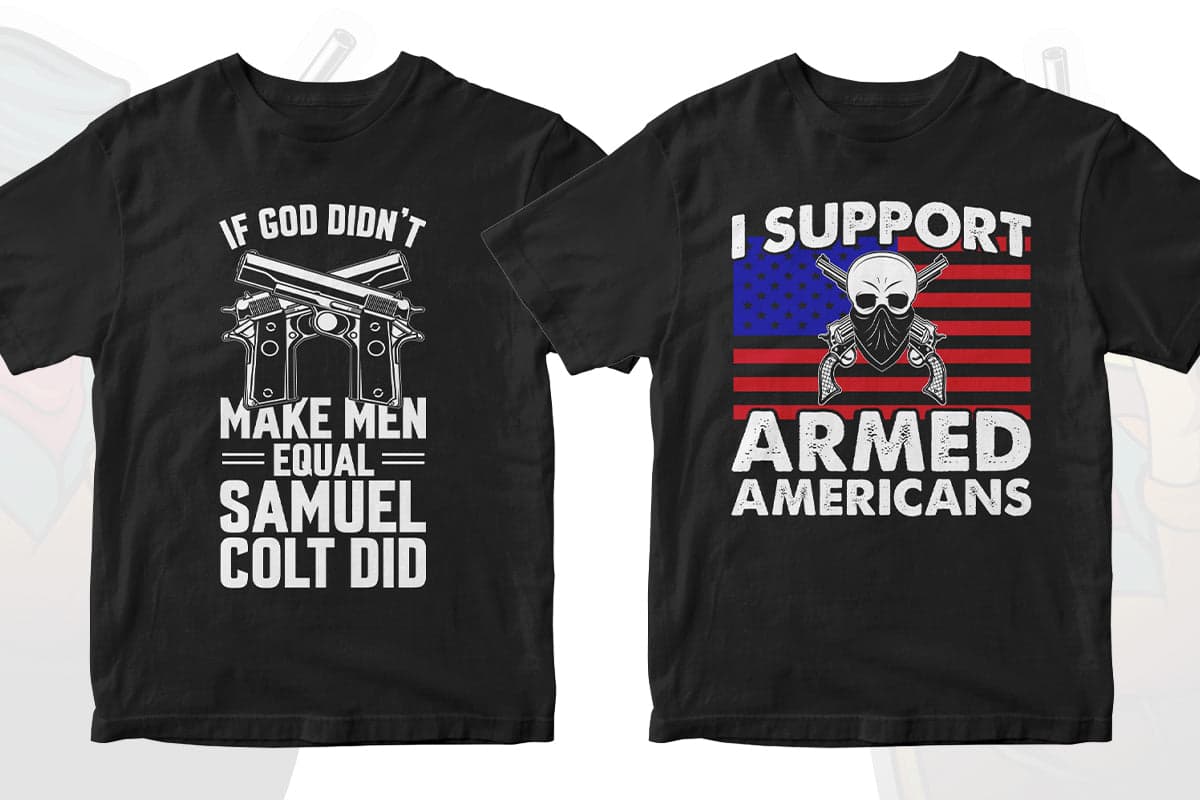 Gun Lover 50 Editable T-shirt Designs Bundle Part 1