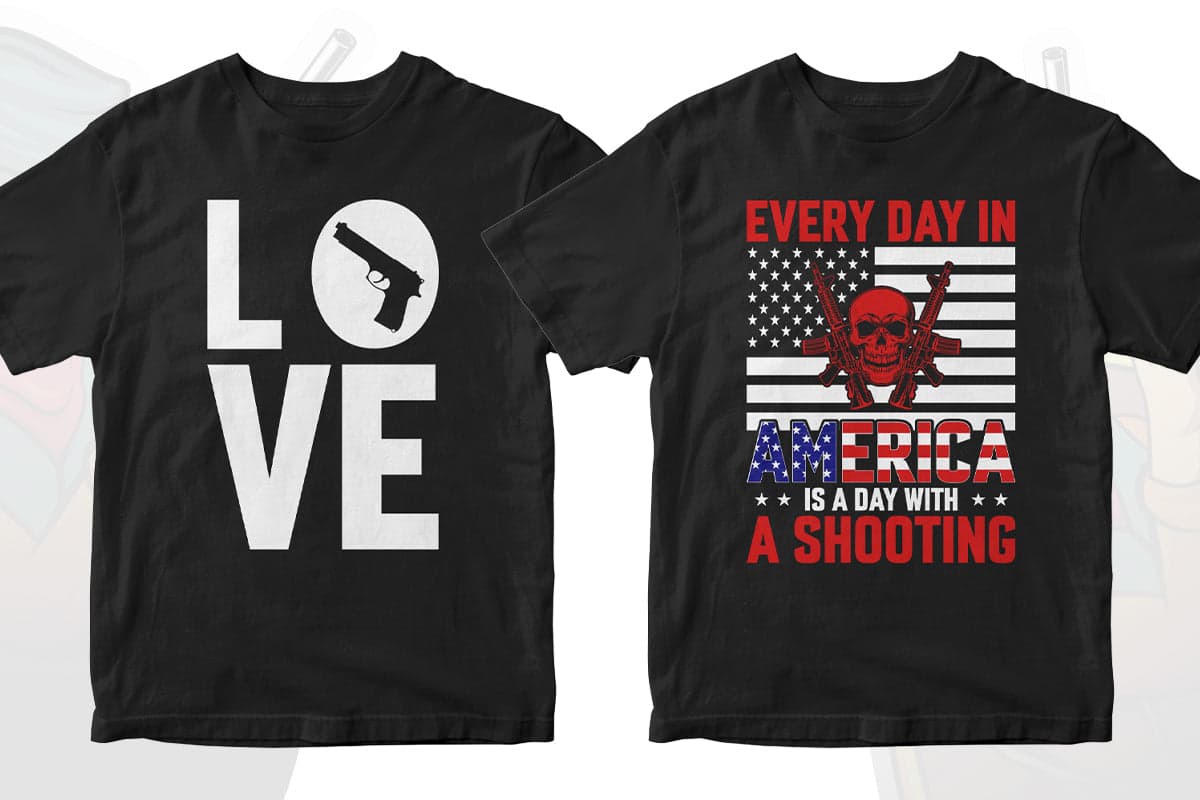 Gun Lover 50 Editable T-shirt Designs Bundle Part 1