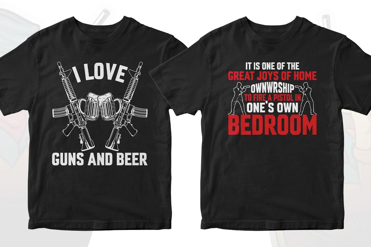 Gun Lover 50 Editable T-shirt Designs Bundle Part 1