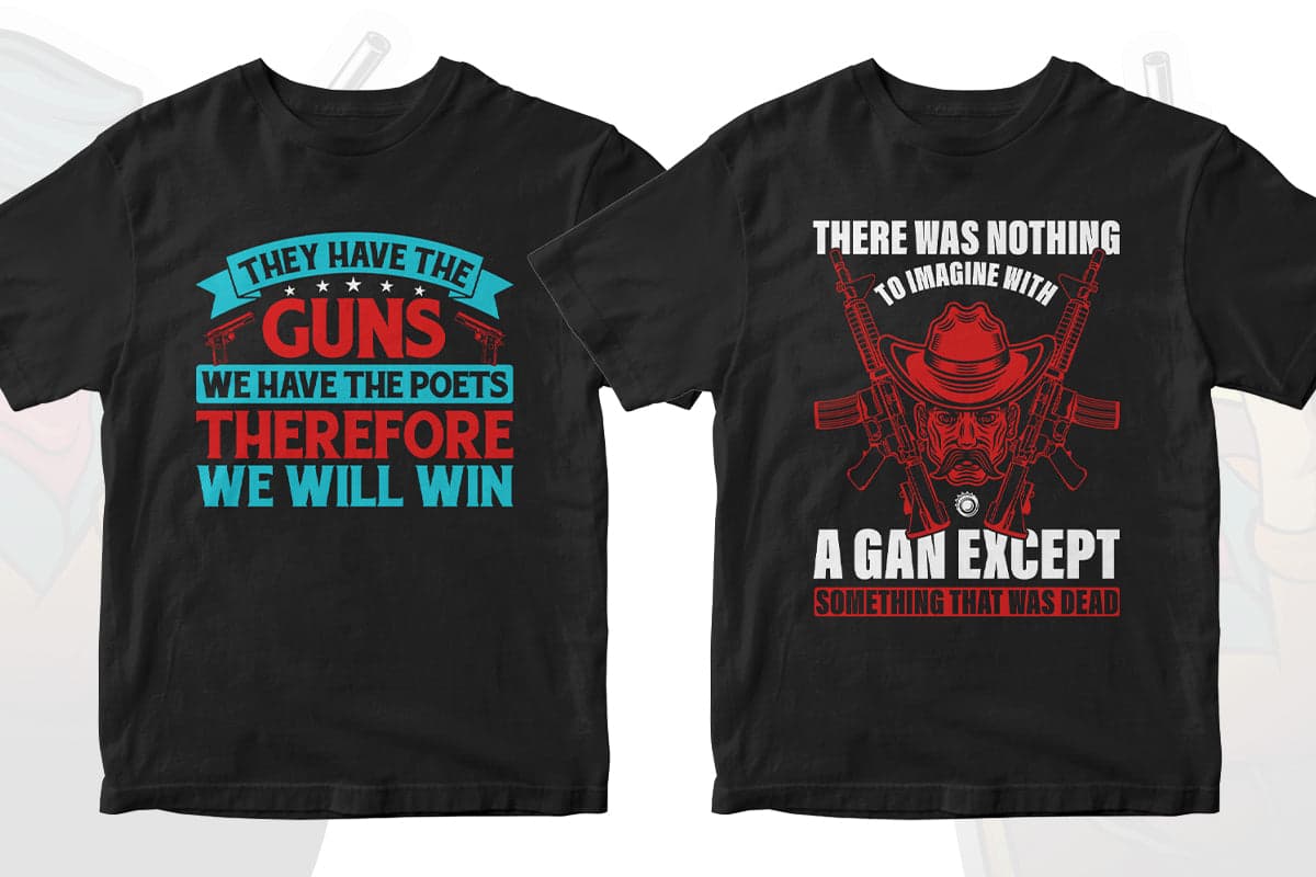 Gun Lover 50 Editable T-shirt Designs Bundle Part 1