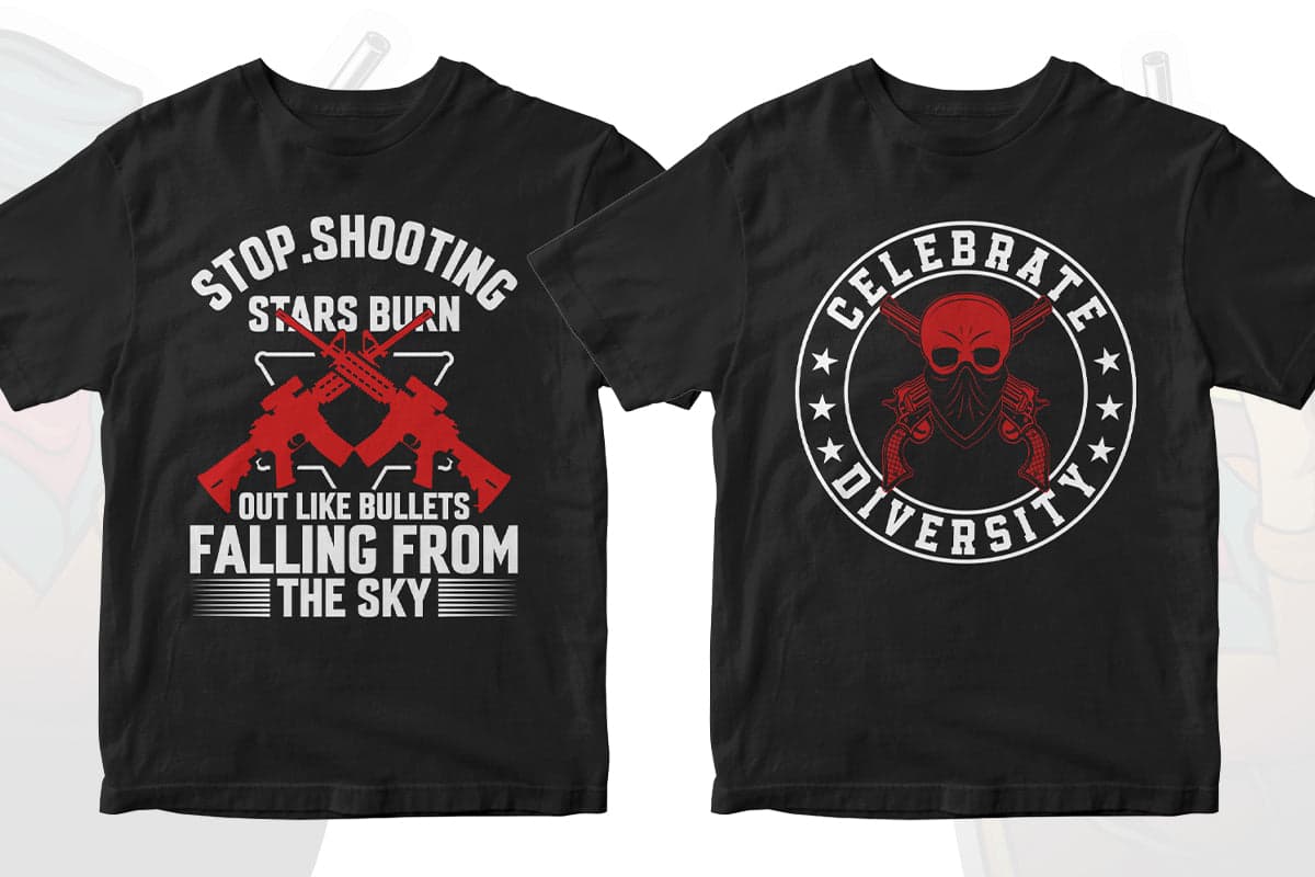 Gun Lover 50 Editable T-shirt Designs Bundle Part 1