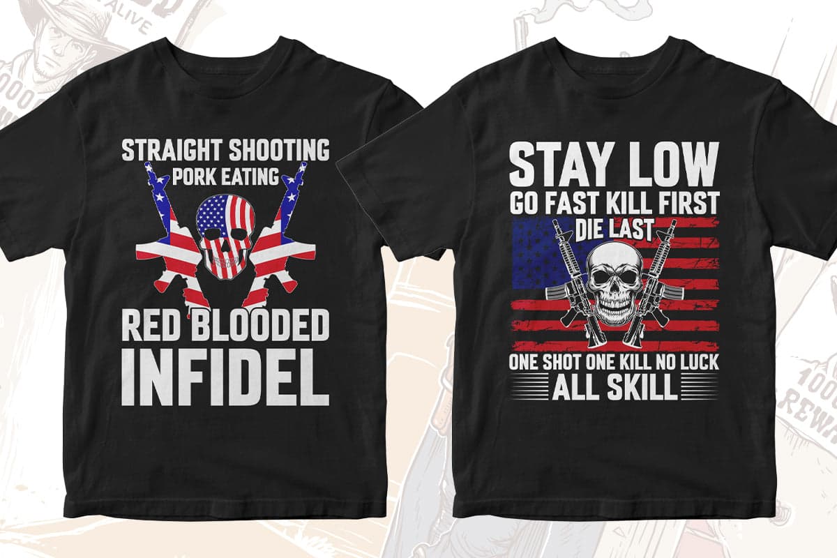 Gun Lover 50 Editable T-shirt Designs Bundle Part 2