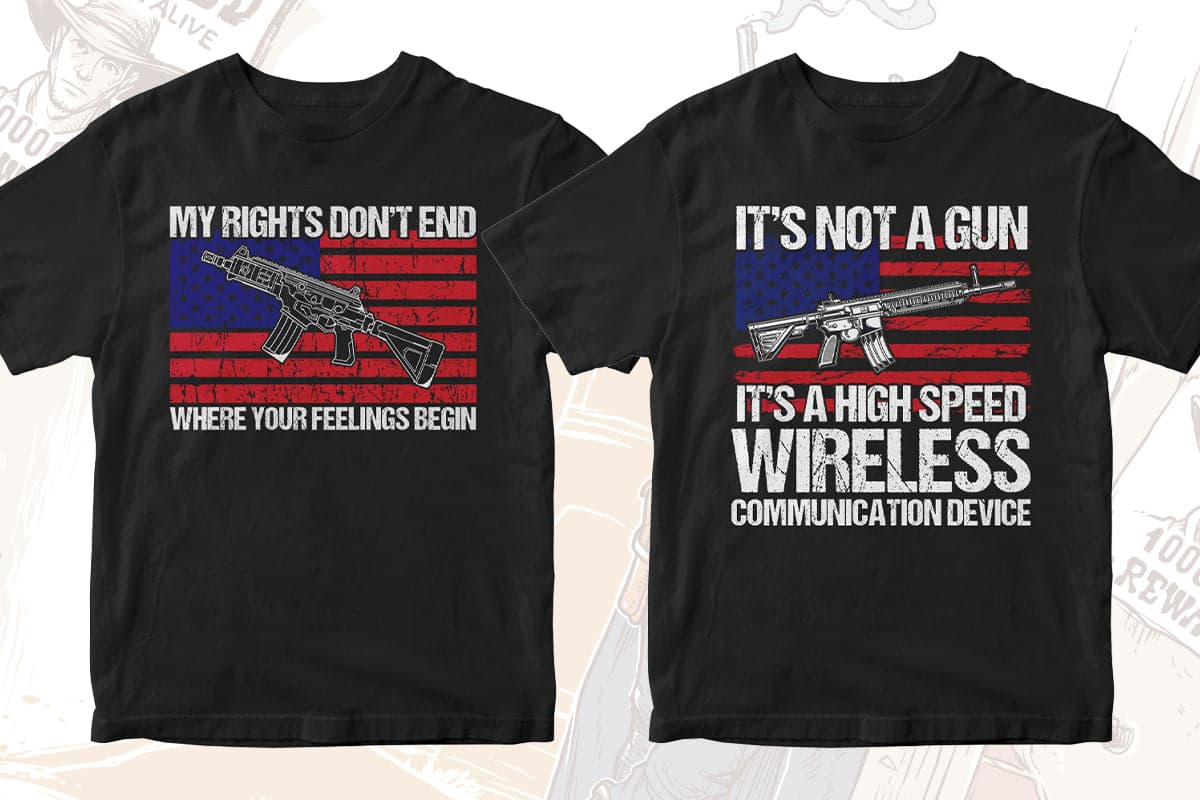 Gun Lover 50 Editable T-shirt Designs Bundle Part 2