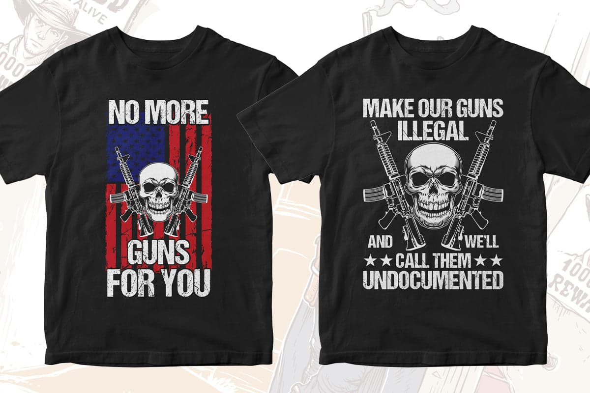 Gun Lover 50 Editable T-shirt Designs Bundle Part 2