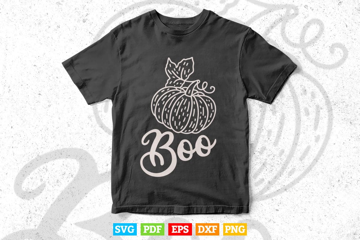 Halloween Boo Cute Pumpkin Graphic Fall Svg Png Cut Files.