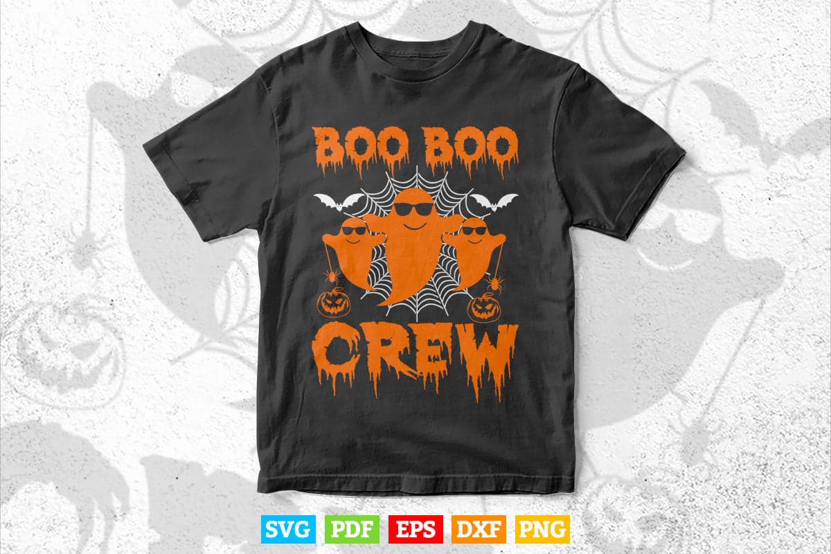 Halloween Boo Squad Funny Pumpkin Svg Png Cut Files.