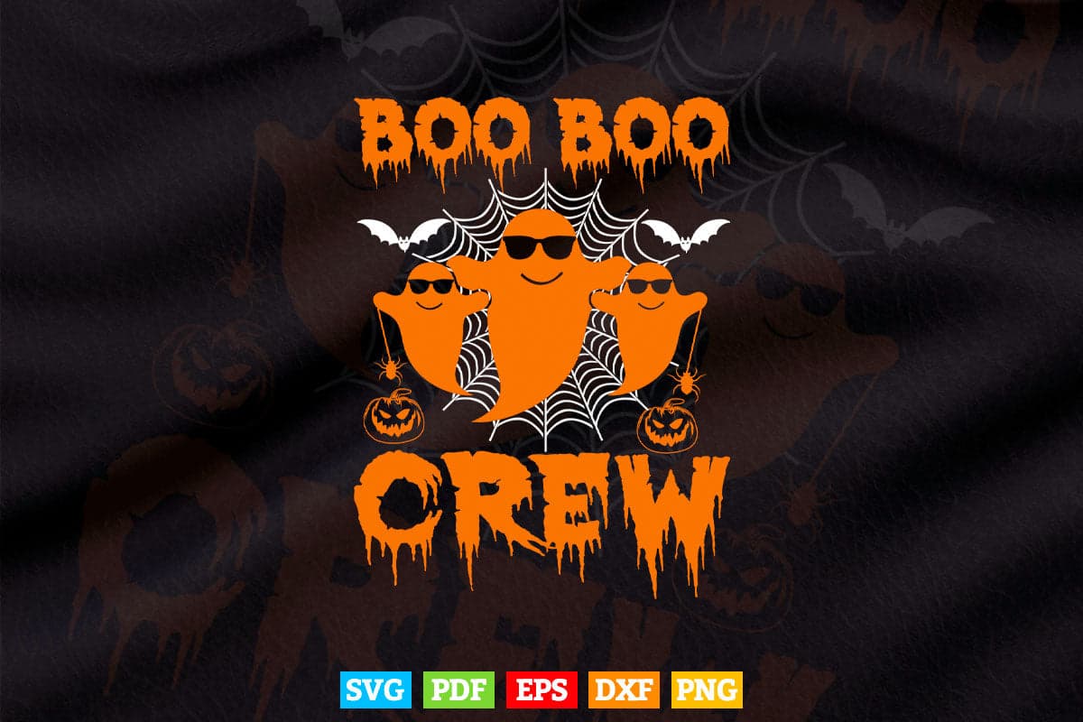 Halloween Boo Squad Funny Pumpkin Svg Png Cut Files.