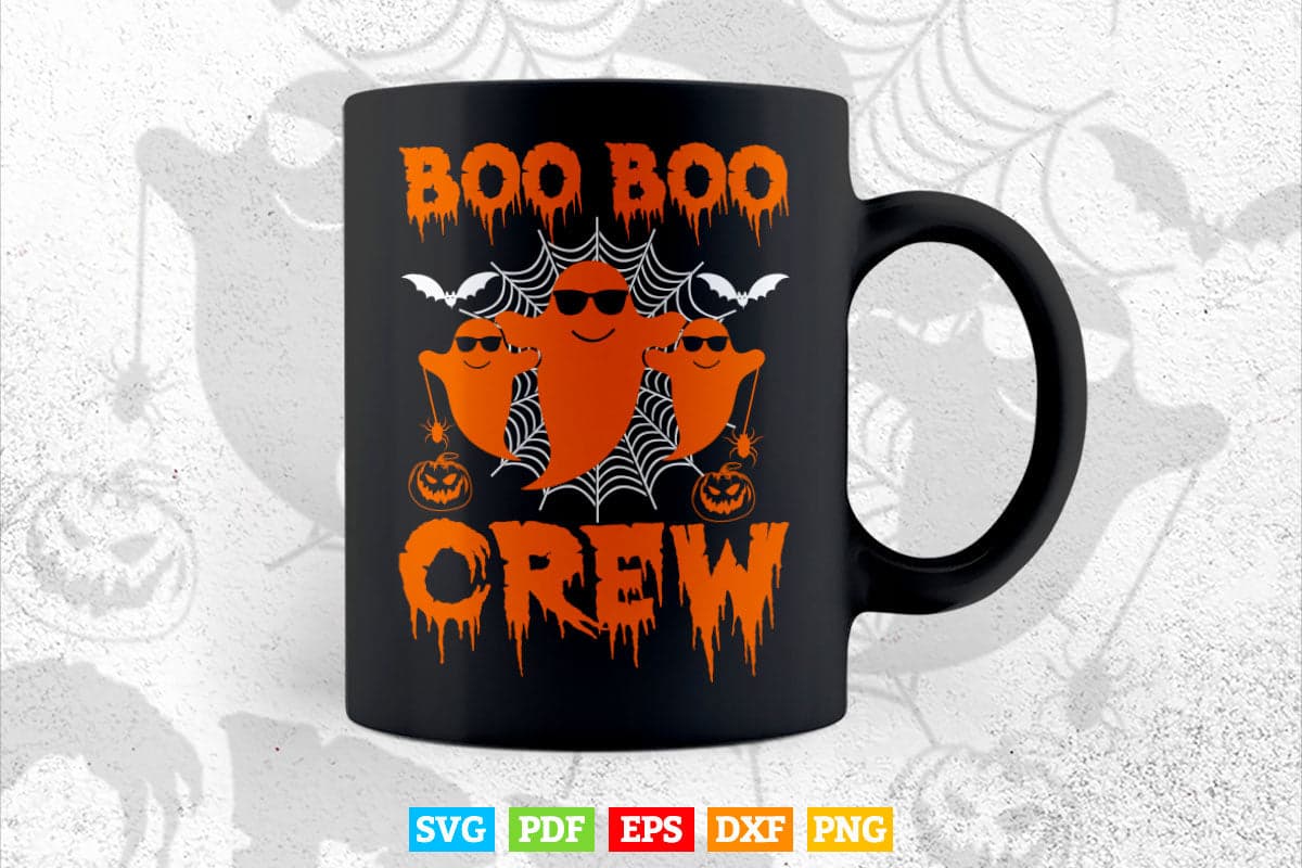 Halloween Boo Squad Funny Pumpkin Svg Png Cut Files.