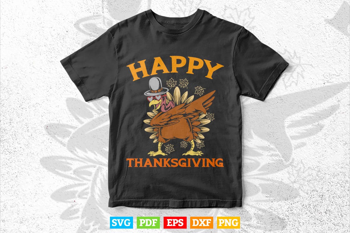 Happy Thanksgiving for Boys Girls Kids Pilgrim Turkey Svg Png Cut Files.