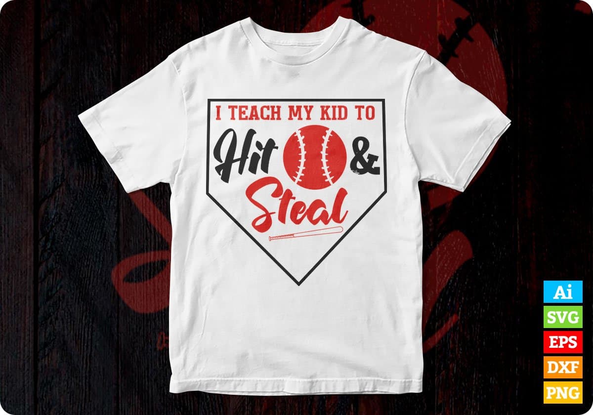 Hit Ball and Steal Baseball Vector T-shirt Design in Ai Svg Png Files